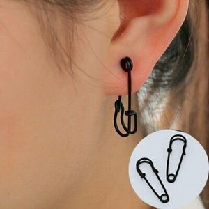 Safety Pin Matte Black Earrings